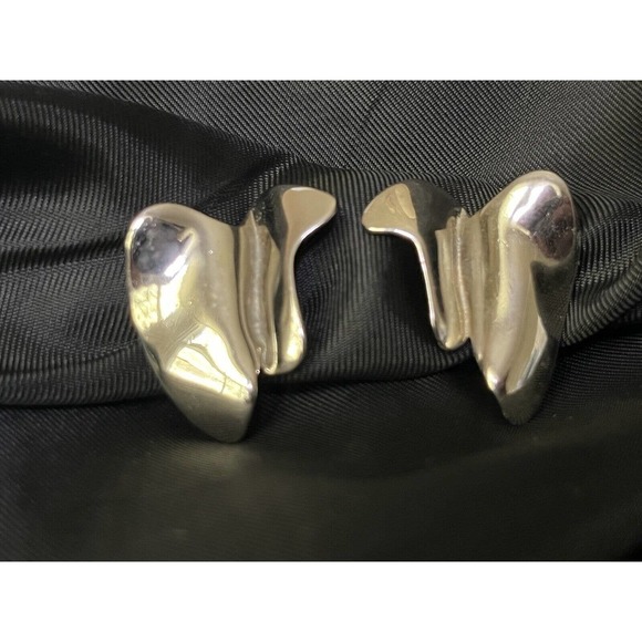 Vintage Accessocraft NYC Clip Earrings Modernist Style Clip Earrings 1"x1" - Picture 3 of 10